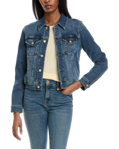 7 For All Mankind Cropped Trucker Jacket In Blue