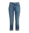 7 For All Mankind Cuffed Relaxed Skinny Jeans In Blue