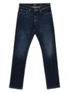 7 For All Mankind Dark Blue Straight Leg Jeans With Classic Five-pocket Design In Blue
