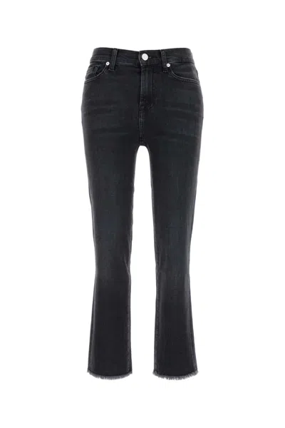 7 For All Mankind Dark Blue Stretch Denim Space Jeans In Black