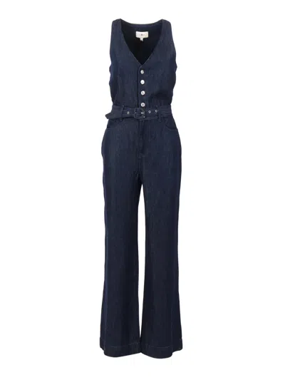 7 For All Mankind Dark Blue Wide Leg Tailored Jumpsuit Dark Rinse With