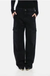 7 For All Mankind Dark Wash Tess Cargo Jeans With Logoed Button