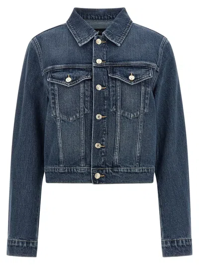7 For All Mankind 'darted Shrunken' Jacket In Blue