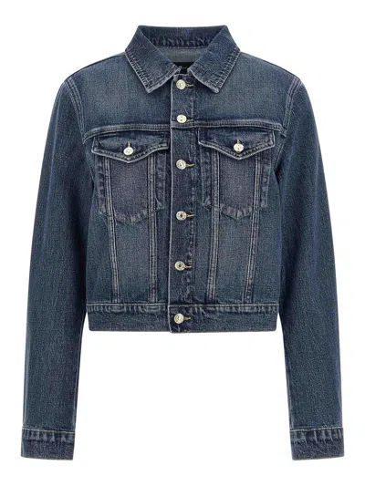 7 For All Mankind 'darted Shrunken' Jacket In Blue