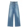 7 For All Mankind Buttoned Wide-leg Jeans In Blue