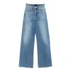 7 For All Mankind Buttoned Wide-leg Jeans In Blue