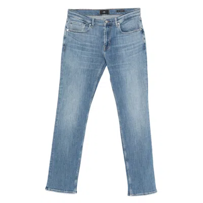 7 For All Mankind Topstitch Jeans In Blue