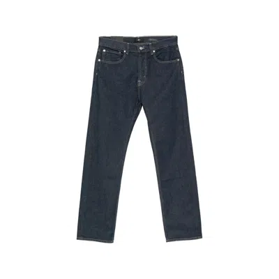 7 For All Mankind Contrast-stitch Straight-leg Jeans In Blue