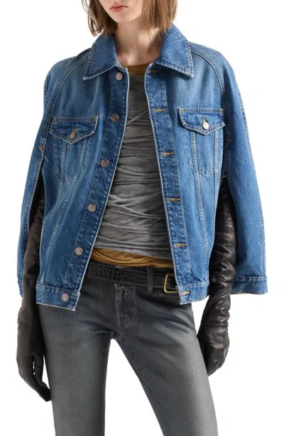 7 For All Mankind Denim Cape In Blue