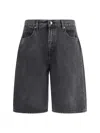 7 For All Mankind Five-pocket Belt-loops Shorts In Black
