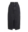 7 For All Mankind Denim Double-waisted Hussle Skirt In Black