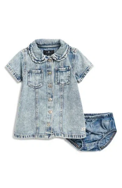 7 For All Mankind Babies'  Denim Dress & Bloomers In Blue
