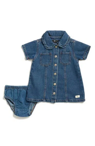 7 For All Mankind Babies'  Denim Dress & Bloomers In Blue