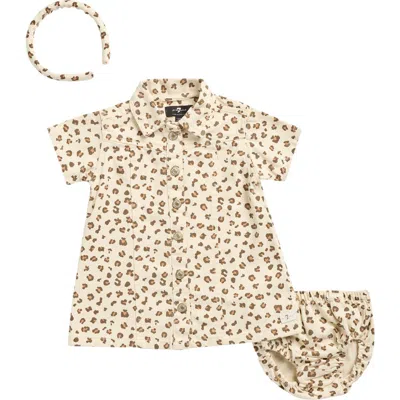 7 For All Mankind Babies'  Denim Dress, Bloomers & Headband Set In Animal Print