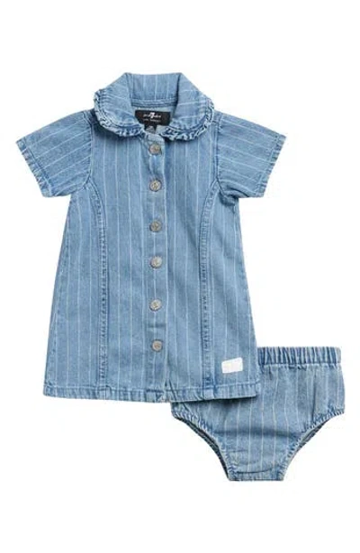 7 For All Mankind Babies'  Denim Dress W Collar In Blue