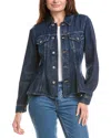 7 For All Mankind Denim Flounce Trucker Jacket In Blue
