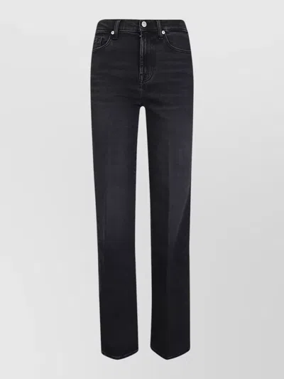 7 For All Mankind Denim High-rise Flared Jeans In Black