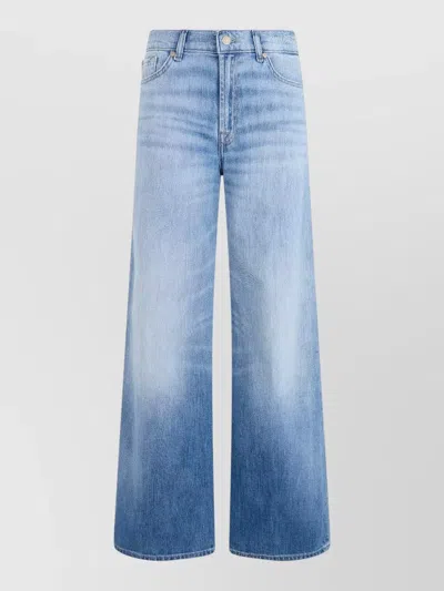 7 For All Mankind Denim High-rise Wide-leg Trousers In Blue