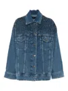 7 For All Mankind Oli Trucker Candy With Faded Crystals In Blue