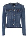 7 For All Mankind Vicky Stretch Blue Denim Jacket In Blue