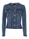 7 For All Mankind Vicky Stretch Blue Denim Jacket In Blue