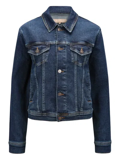 7 For All Mankind Stretch Denim Jacket With Button Fastening In Blue