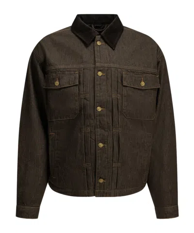 7 For All Mankind Denim Jacket With Corduroy Collar In Brown