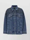 7 For All Mankind Denim Jacket With Rhinestone And Stud Embellishments In Blue