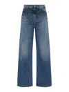 7 For All Mankind Low Slung Wide Leg Candy With Faded Crystals In Blue