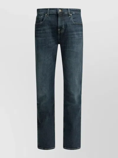 7 For All Mankind Denim Jeans Belt Loops Contrast Stitching In Blue