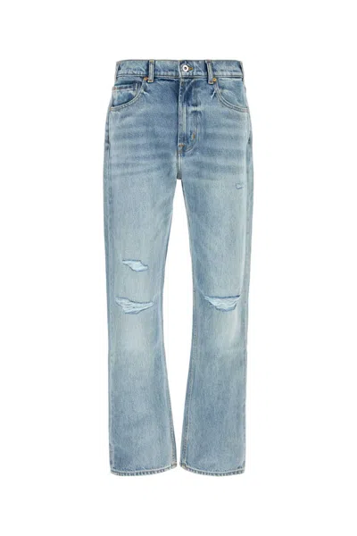 7 For All Mankind Straight Leg Denim Jeans Belt Loops Five Pocket In Blue