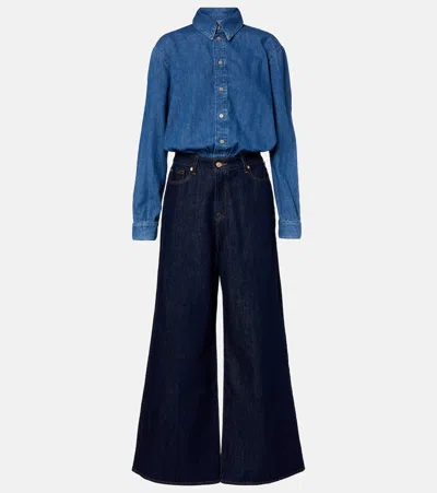 7 For All Mankind Denim Jumpsuit In Blue