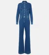 7 For All Mankind Flared Denim Jumpsuit In Blue