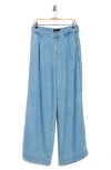 7 For All Mankind Denim Lustre Pleated High Waist Trouser Jeans In Blue