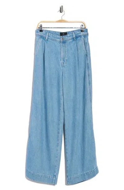 7 For All Mankind Denim Lustre Pleated High Waist Trouser Jeans In Blue