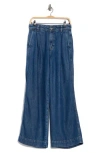 7 For All Mankind Denim Lustre Pleated High Waist Trouser Jeans In Blue
