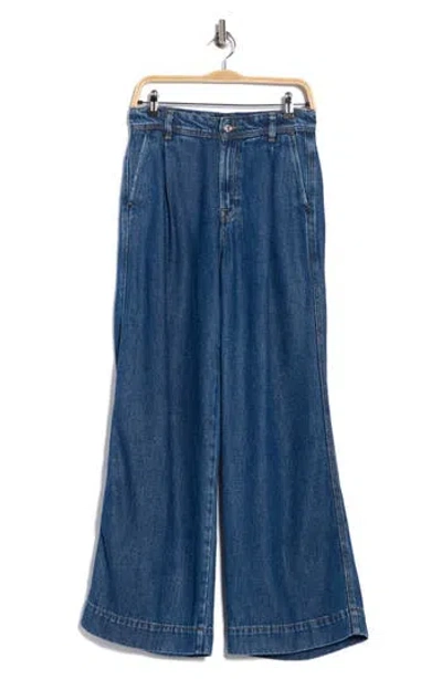 7 For All Mankind Denim Lustre Pleated High Waist Trouser Jeans In Blue
