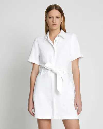 7 For All Mankind Denim Lustre Shirt Dress Women White Belted Waist Jdm679