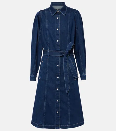 7 For All Mankind Denim Midi Dress In Blue