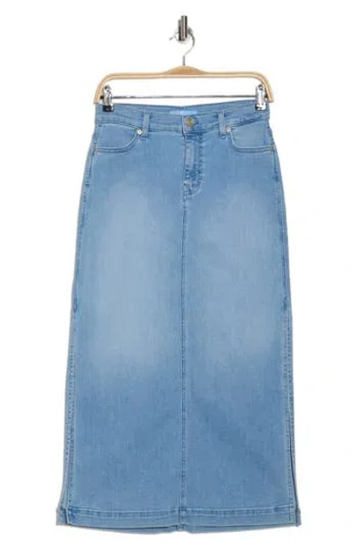 7 For All Mankind Denim Midi Skirt In Blue