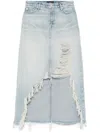 7 For All Mankind Denim Midi Skirt In Peaches In Blue