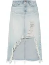 7 For All Mankind Denim Midi Skirt In Peaches In Blue