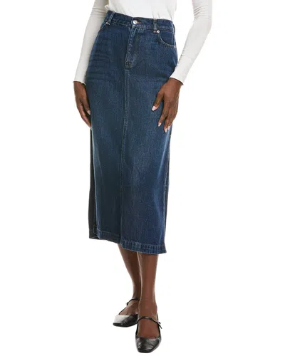 7 For All Mankind Denim Midi Skirt In Blue