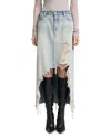 7 For All Mankind Denim Midi Skirt In Peaches In Peaches