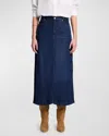 7 For All Mankind Denim Midi Skirt In Multi