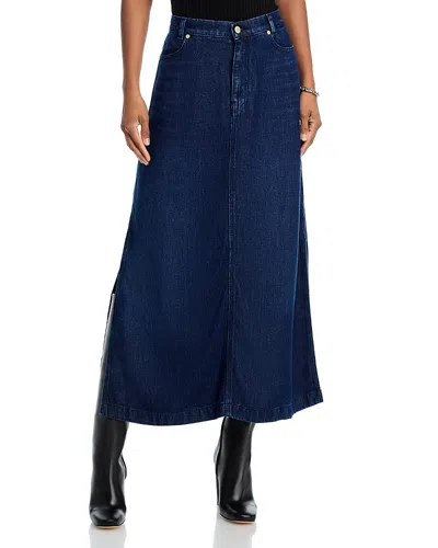 7 For All Mankind Denim Midi Skirt In Stormy