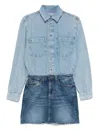 7 For All Mankind Short Denim Dress With Pockets And Belt Loops In Blue