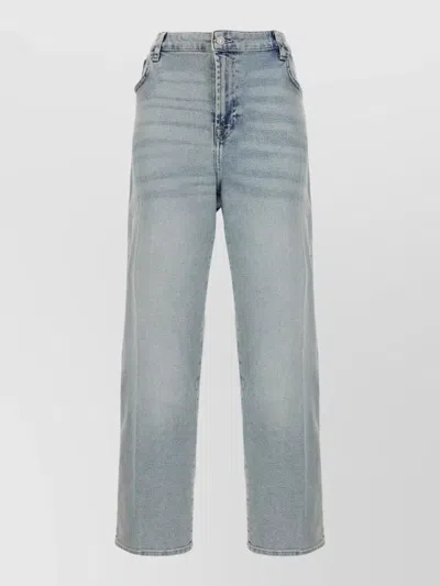 7 For All Mankind Denim Pants Belt Loops Faded Wash In Blue