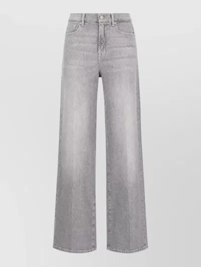 7 For All Mankind Denim Pants Wide Leg Belt Loops Five Pockets In Gray