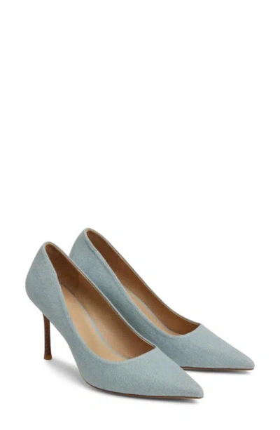 7 For All Mankind Denim Pointed Toe Pump In Authentic Blue-denim